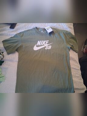 Nike SB Olive Green Short Sleeve Tee with White Logo